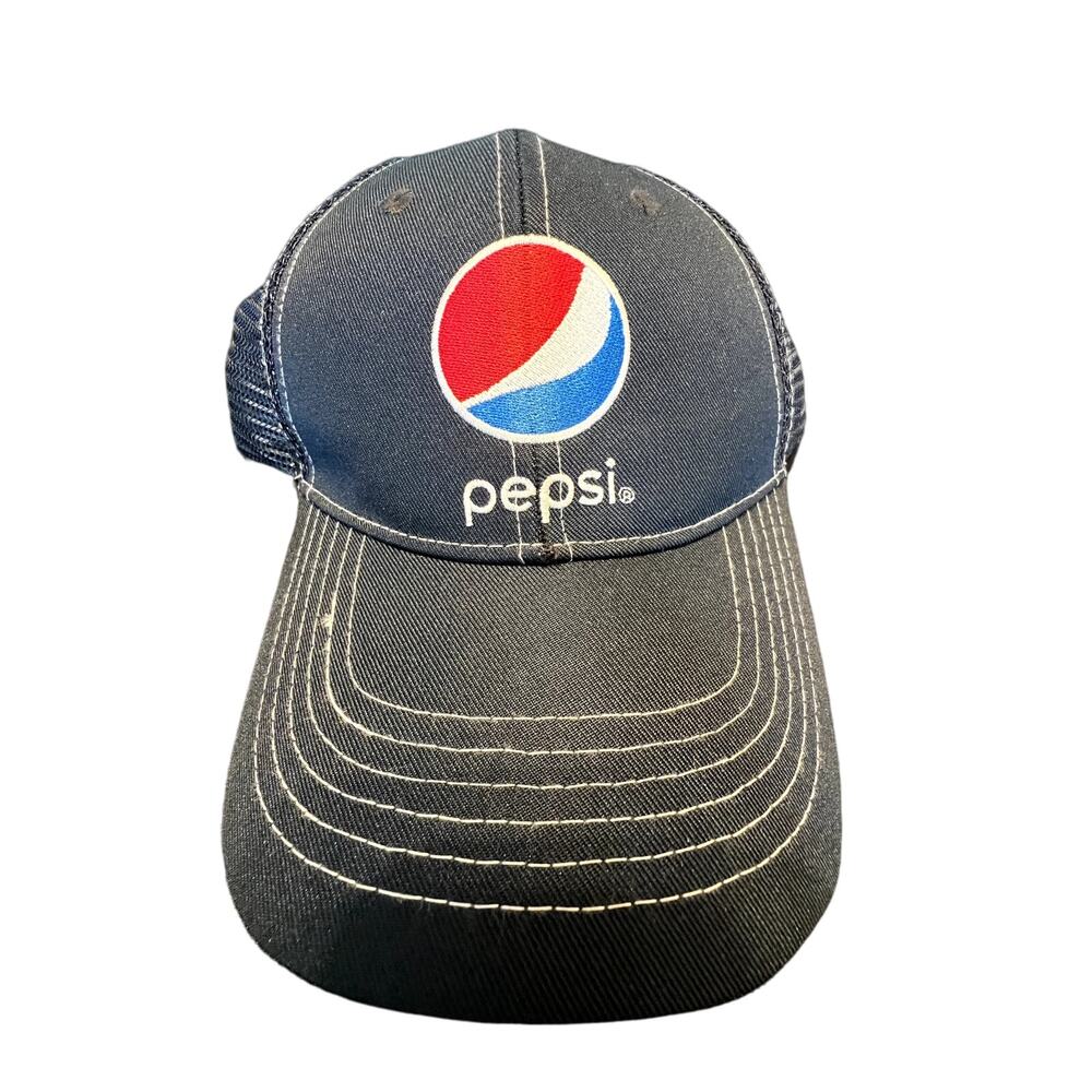 Pepsi Cola Trucker Hat Mesh Back Snapback Embroidered Logo G&G Outfitters